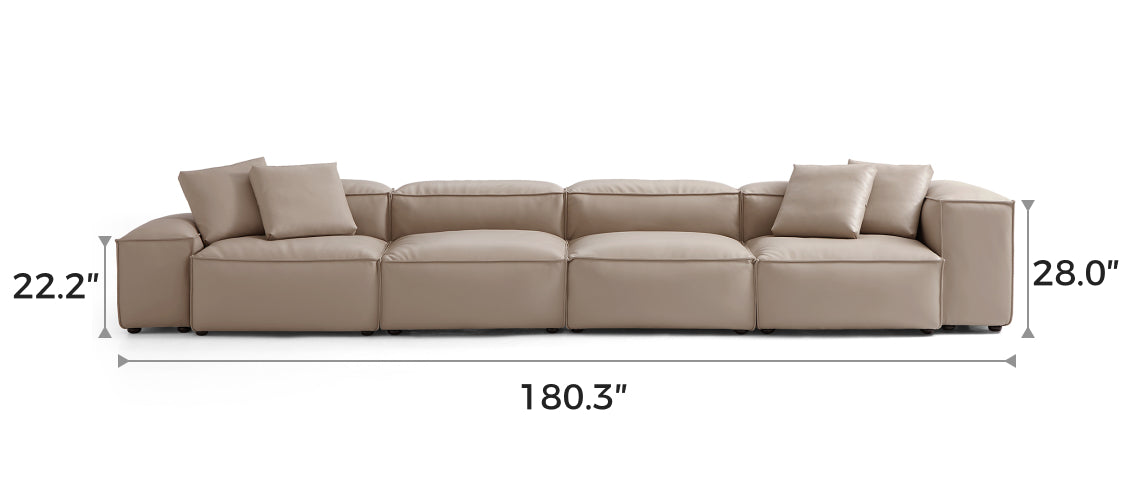 Flex Modular Khaki Genuine Leather Sofa