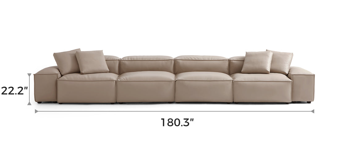 Flex Modular Khaki Genuine Leather Sofa