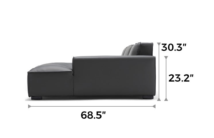 Domus Modular Black Leather Double Chaise Sectional