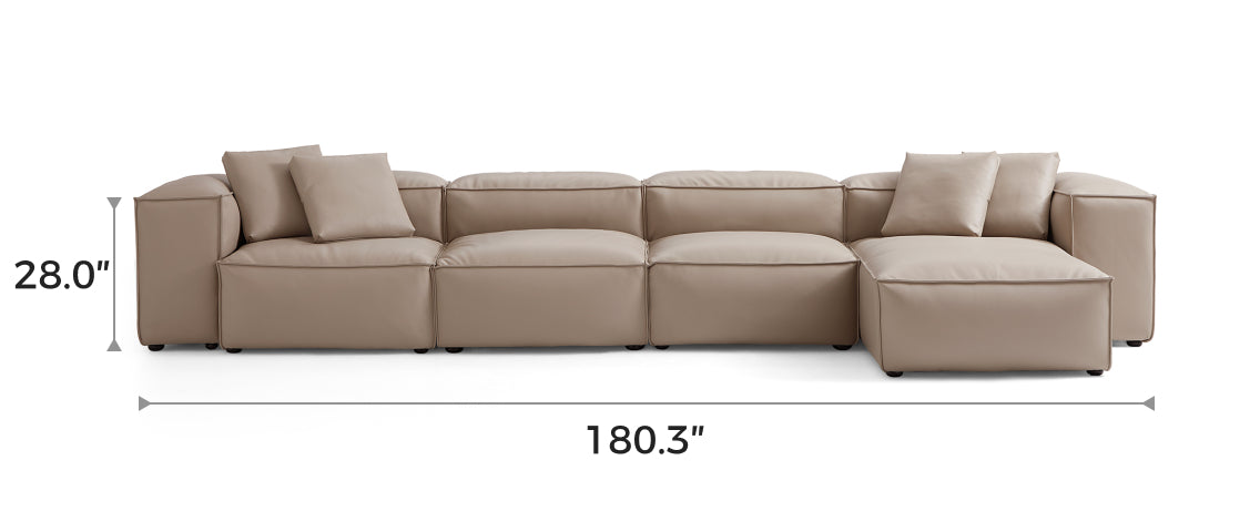 Flex Modular Khaki Genuine Leather Sectional