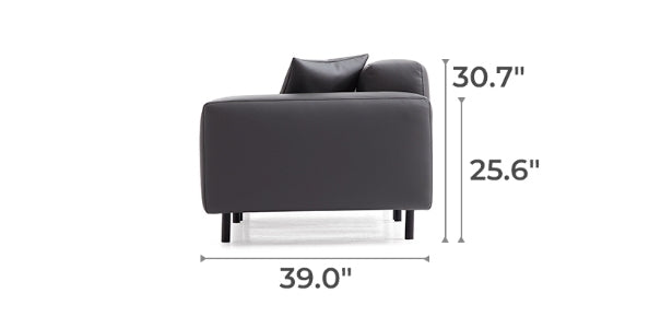 Noble Dark Gray Leather Sofa and Ottoman