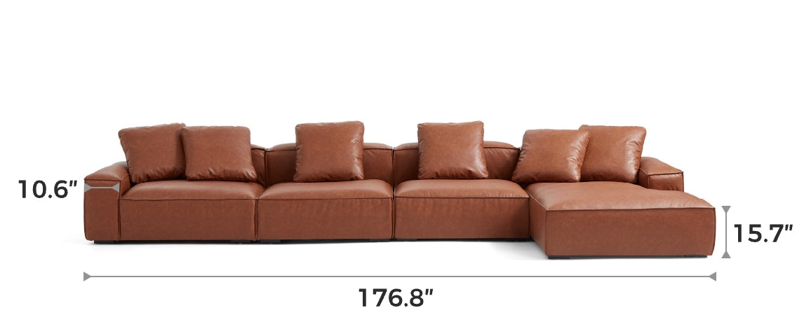 Garvon Vintage Reddish Brown Leathaire Sectional