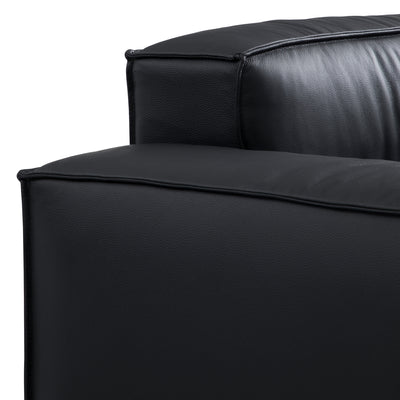 Luxury Minimalist Leather Black Sofa and Ottoman-Black