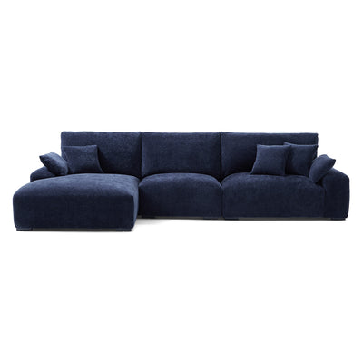 The Empress Navy Blue Sectional-Navy Blue-133.9"-Facing Left