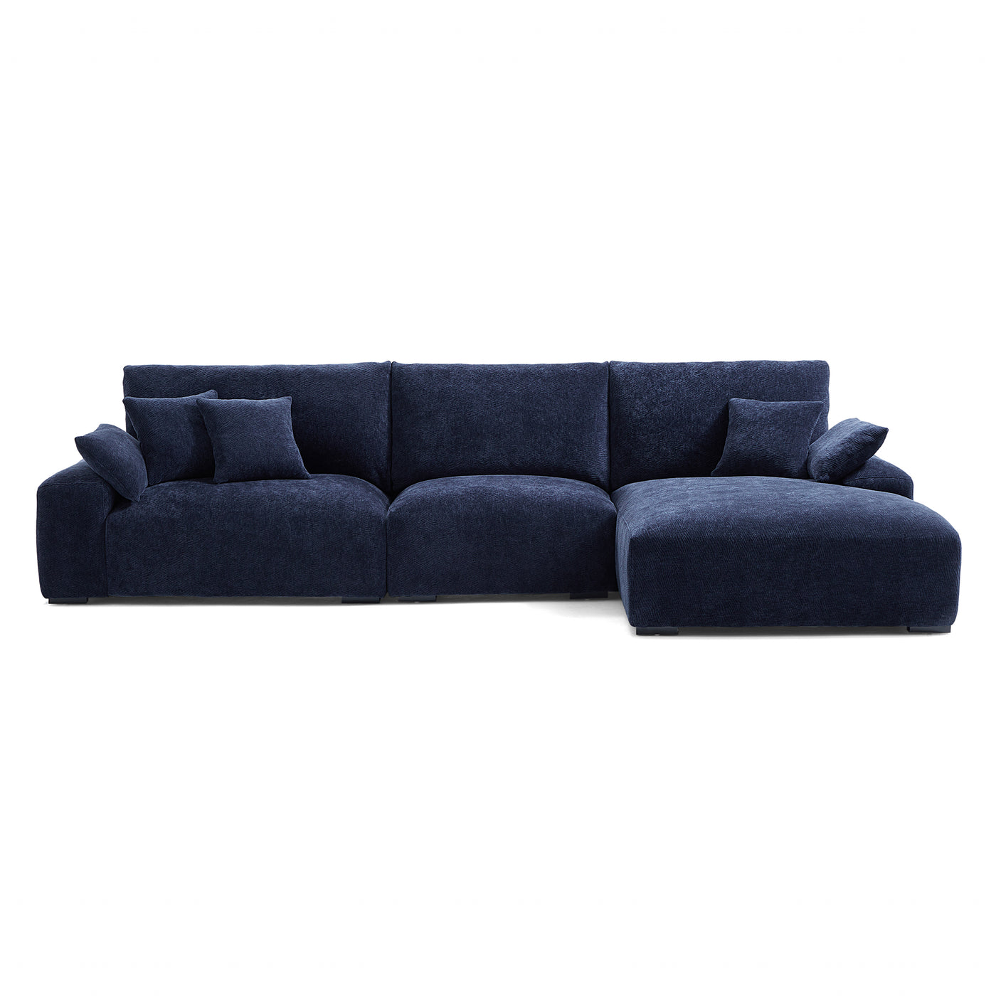 The Empress Navy Blue Sectional-Navy Blue-133.9"-Facing Right