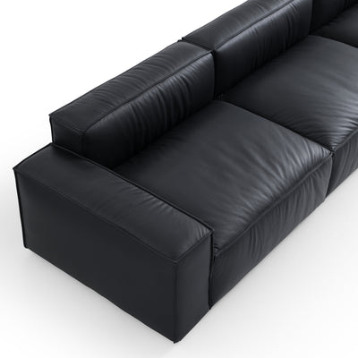 Luxury Minimalist Leather Black Sofa Set-Black