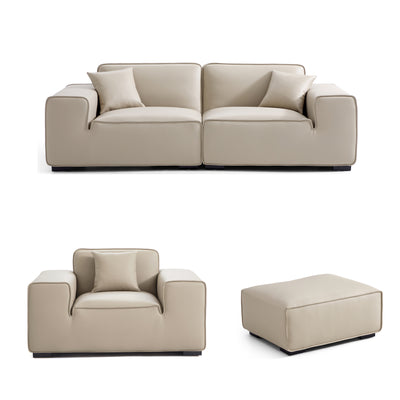 Domus Modular Beige Leather Sofa Set-hidden