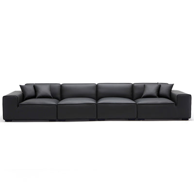 Domus Modular Dark Gray Leather Sofa-Black-165.3"