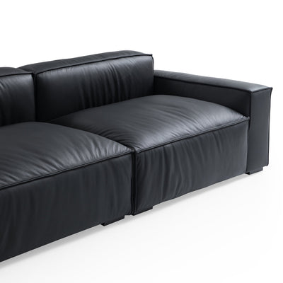 Luxury Minimalist Black Leather Sofa-Black