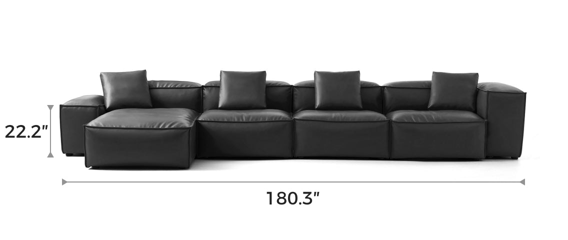 Flex Modular Black Genuine Leather Sectional