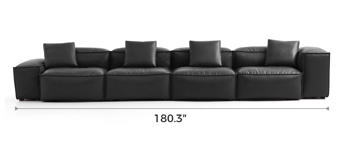 Flex Modular Black Genuine Leather Sofa