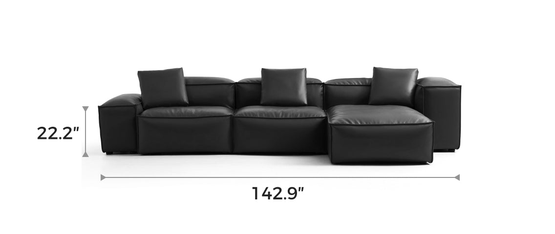 Flex Modular Black Genuine Leather Double-Sided Sectional