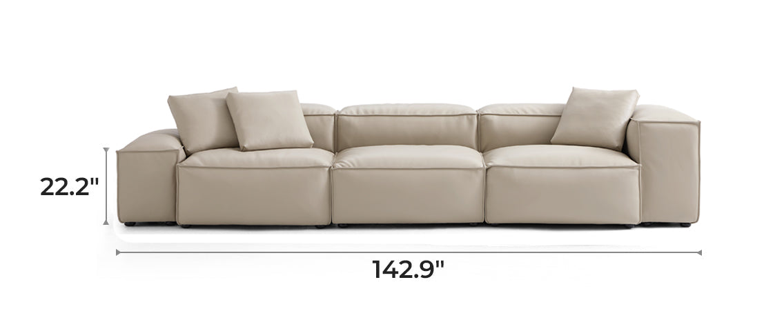 Flex Modular Beige Genuine Leather Sofa