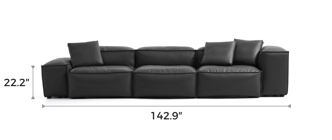 Flex Modular Black Genuine Leather Sofa