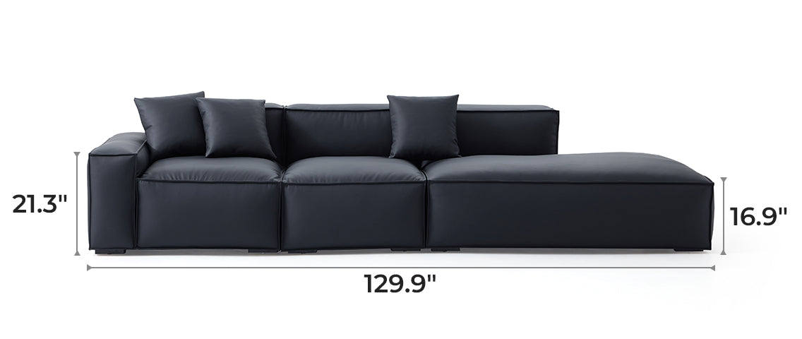 Geometry Minimalist Black Leather Sofa