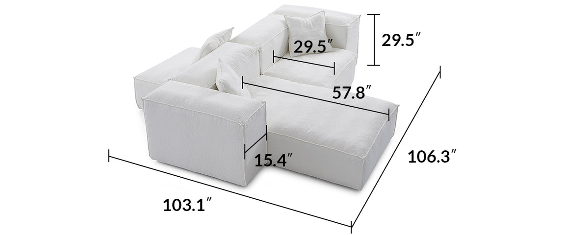 Freedom Modular White Double-Sided Sectional Sofa