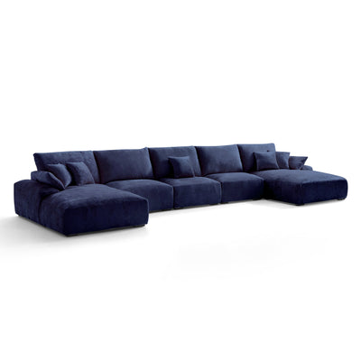 The Empress Green U Shaped Sectional-Navy Blue-196.9"