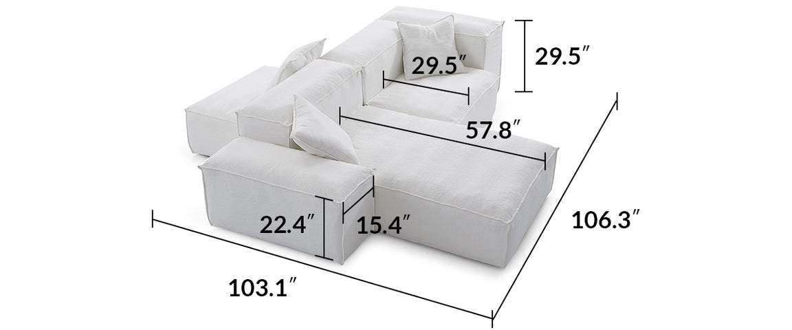 Freedom Modular White Double-Sided Sectional Sofa