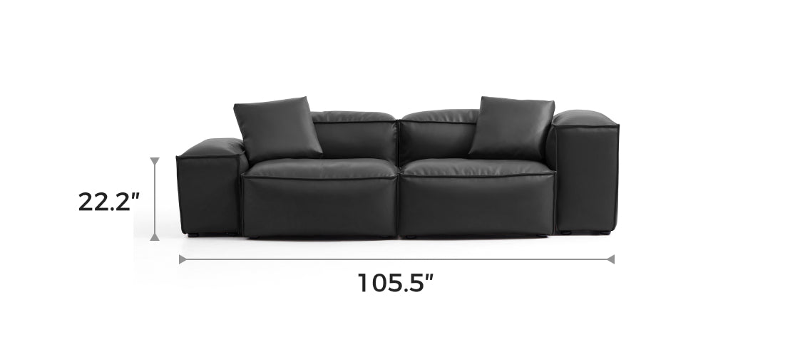 Flex Modular Black Genuine Leather Sofa