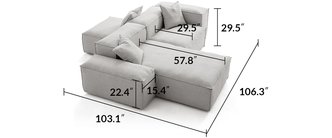 Freedom Modular White Double-Sided Sectional Sofa