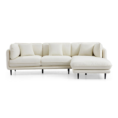 Vanilla White Leather Sectional-White-102.4″-Facing Right