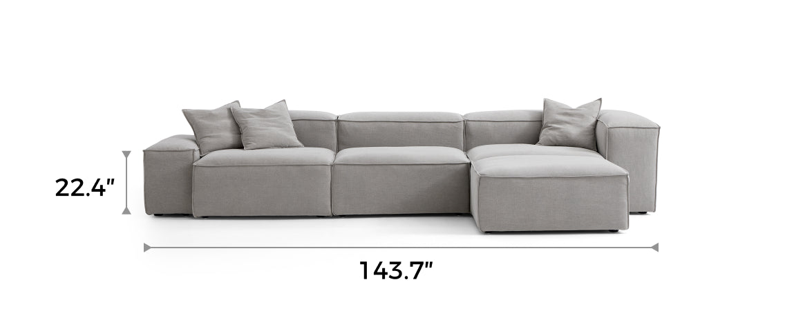 Freedom Modular New Gray Sofa with Ottoman