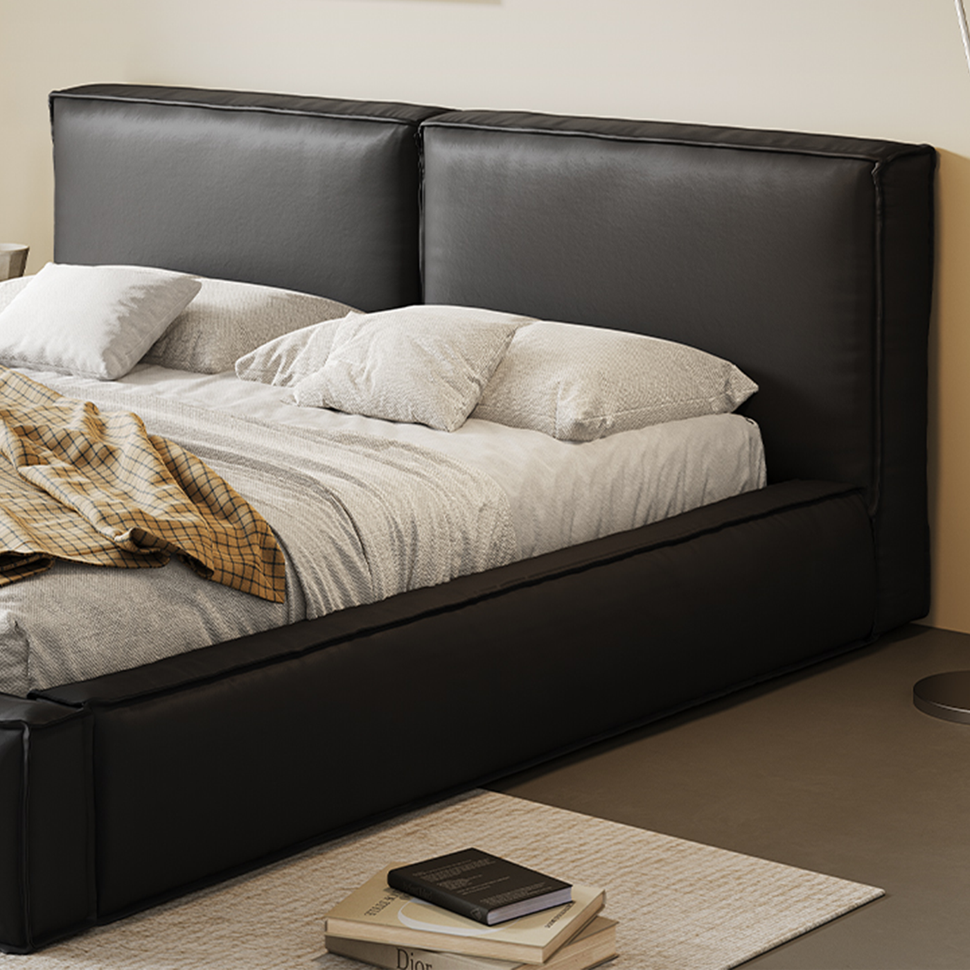BlockSense Modern Leather Bed