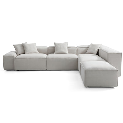 Freedom Modular Gray L Shaped Sectional and Ottoman-Gray-143.7"-Low