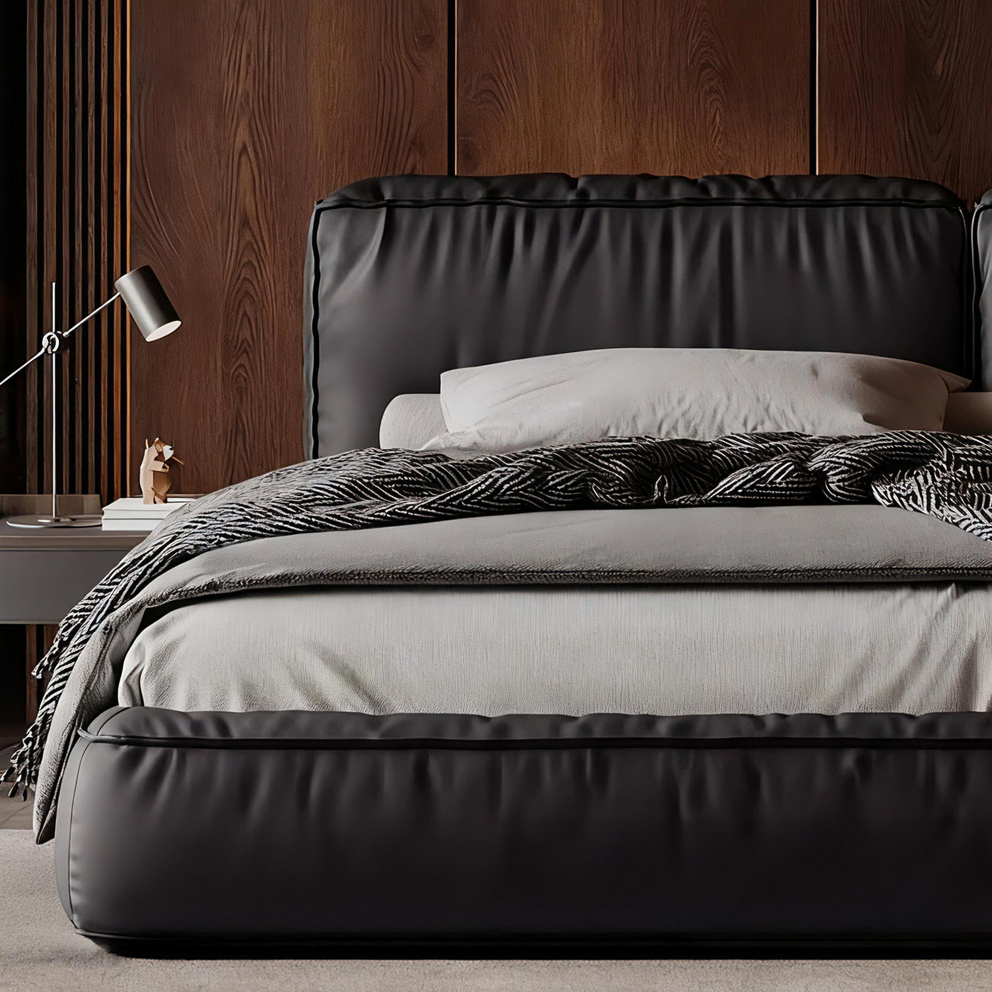 Tofu Noir Leather Bed
