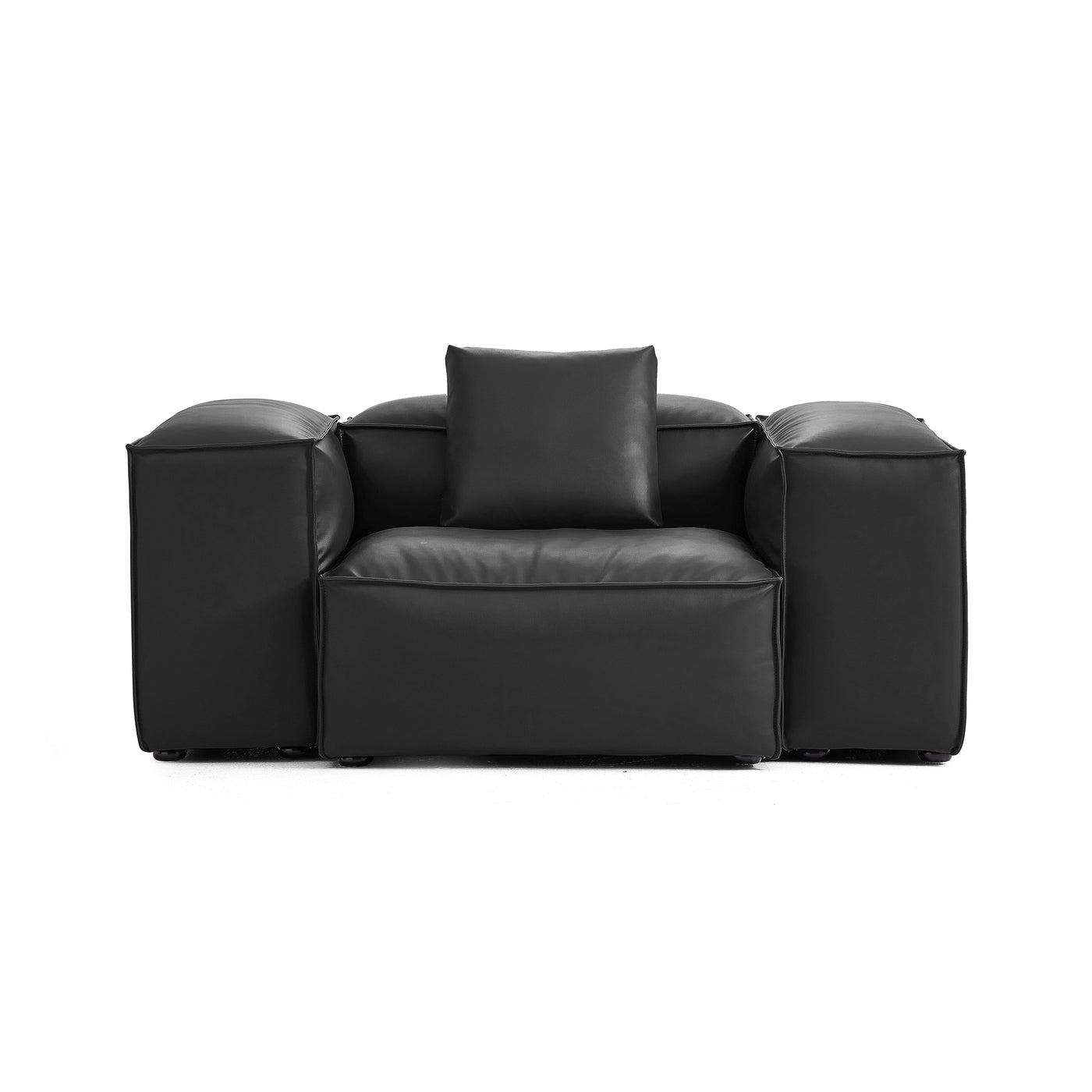 Flex Modular Black Genuine Leather Armchair-Black-68.1"-High