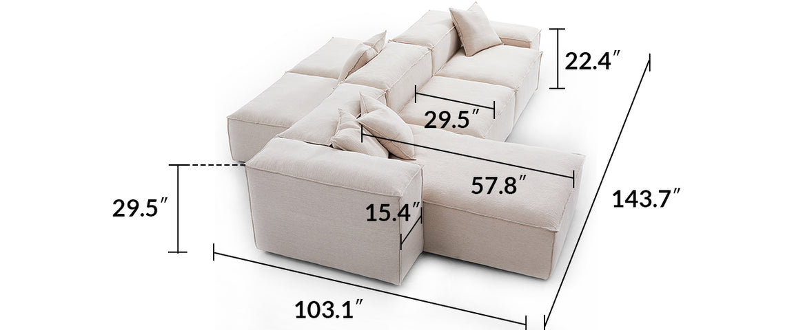 Freedom Modular White Double-Sided Sectional Sofa