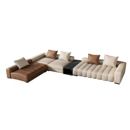 Piano L-Shaped Leather Sectional Sofa