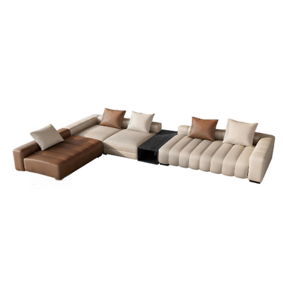 Piano L-Shaped Leather Sectional Sofa