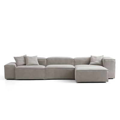 Freedom Modular New Gray Sofa with Ottoman-Sand-143.7"-Low & High