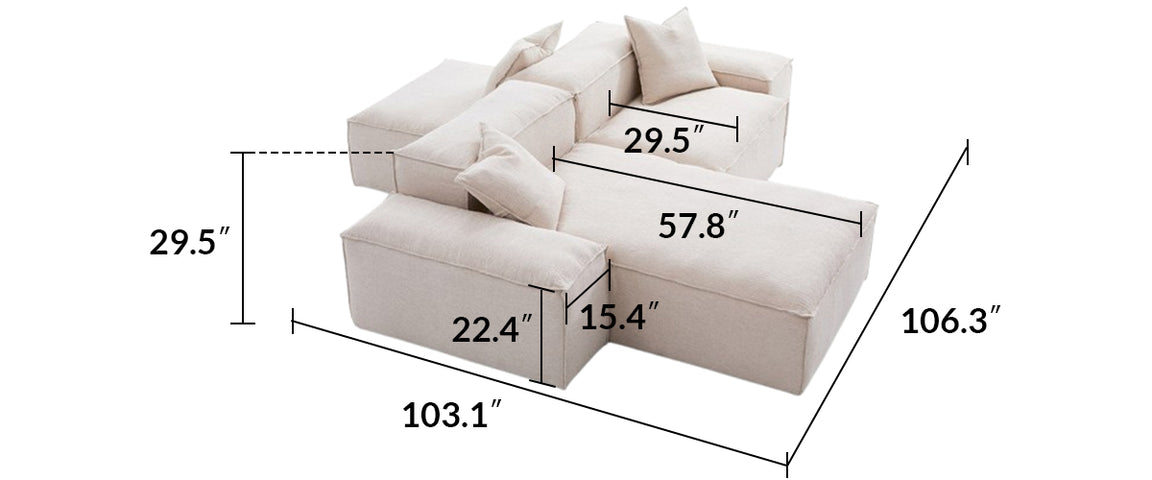 Freedom Modular White Double-Sided Sectional Sofa