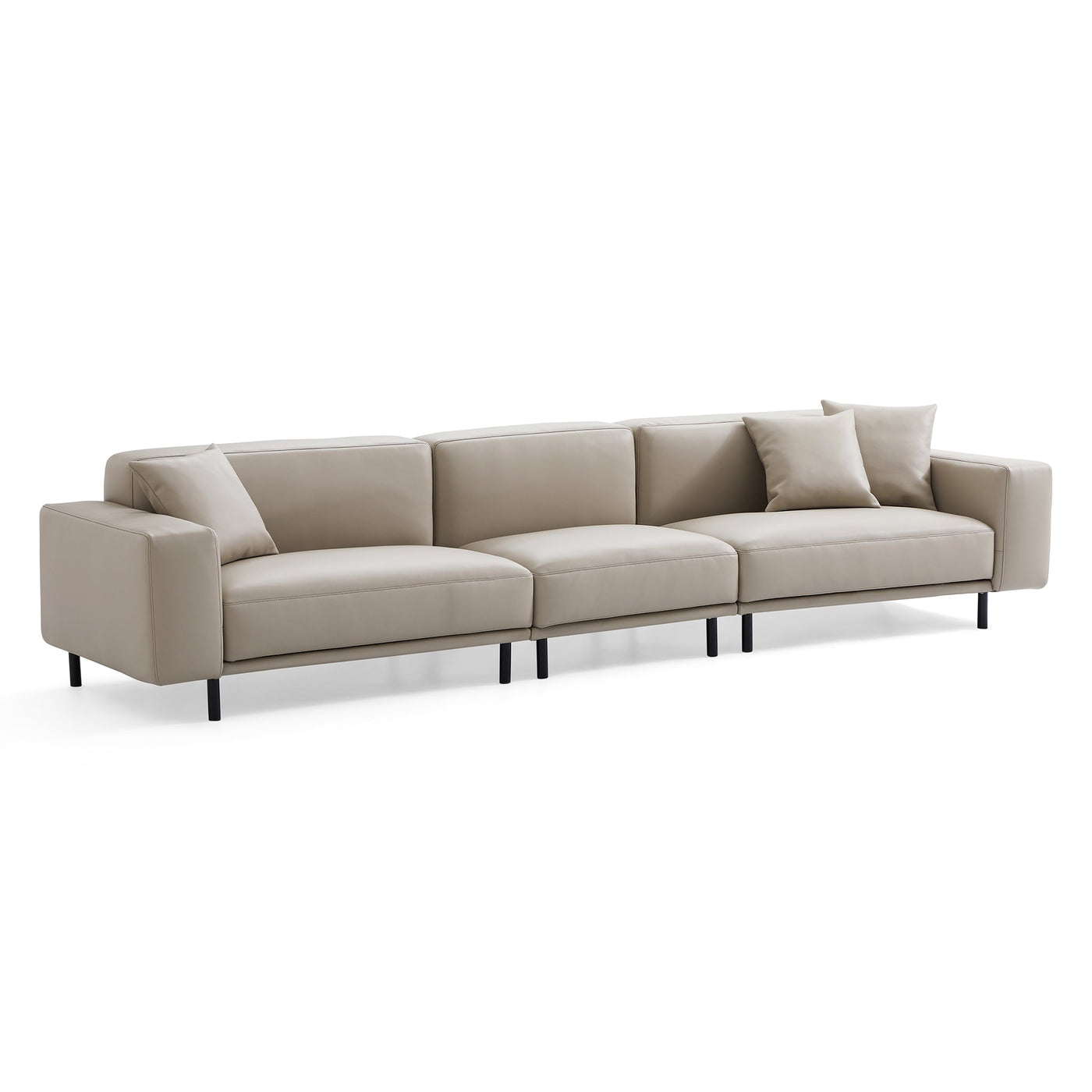 Noble Dark Gray Leather Sofa-Beige-144.9″