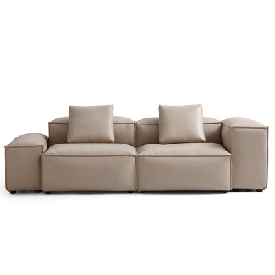 Flex Modular Khaki Genuine Leather Sofa-Khaki-105.5"-Low & High