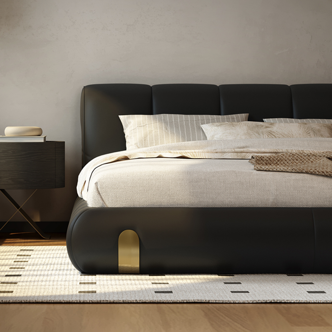 Aurelius Midnight Leather Bed