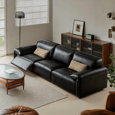 Elara Top Grain Leather Power Recliner Sofa-Black