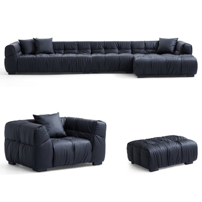 Boba Black Leathaire Sectional Set-Black-153.5″-Facing Right