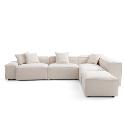 Freedom Modular Khaki L Shaped Sectional and Ottoman-Khaki-143.7"-Low