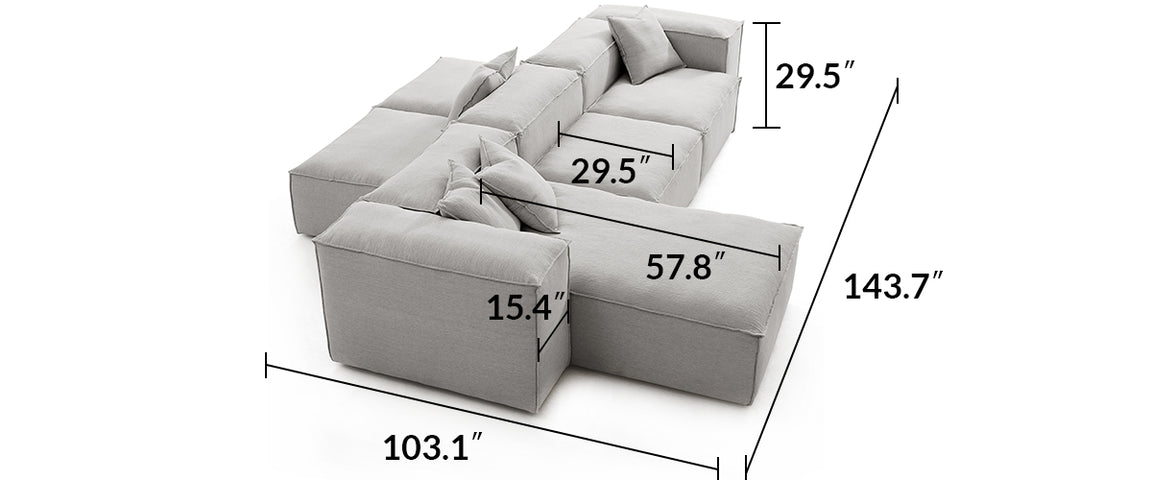 Freedom Modular White Double-Sided Sectional Sofa