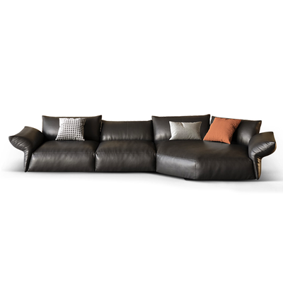 Petalo Modern Leather Sectional-Black