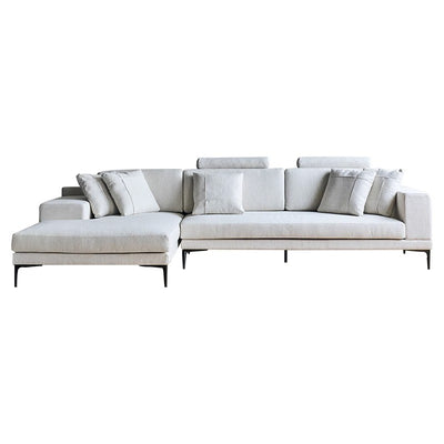 Bel Modern Gray Fabric Low Profile Sectional-Gray-137.8"-Facing Left