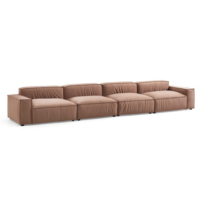 Luxury Minimalist Brown Fabric Sofa Set-Brown-179.5″