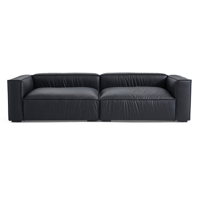 Luxury Minimalist Dark Brown Leather Daybed Sofa-Black