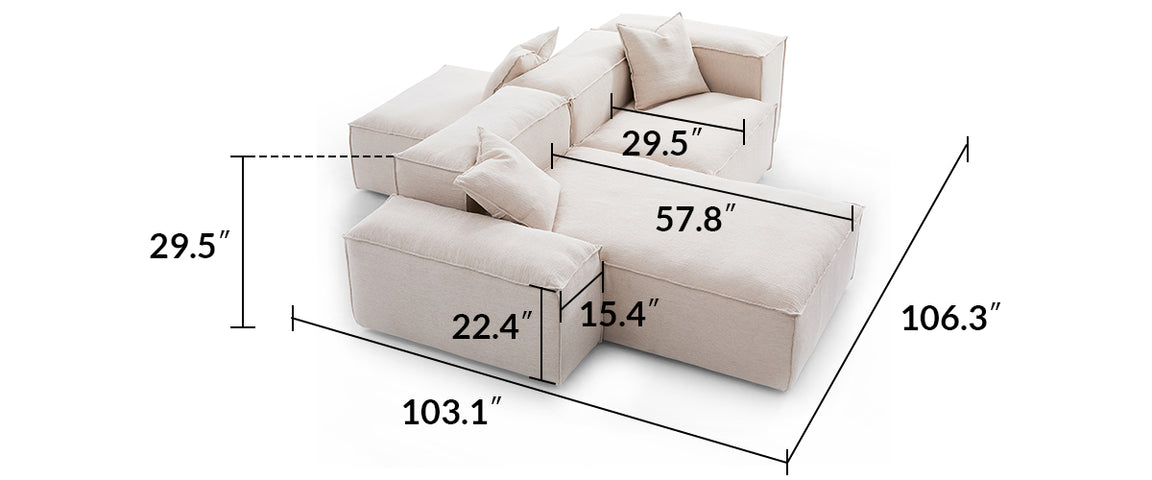 Freedom Modular White Double-Sided Sectional Sofa