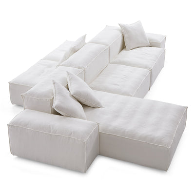 Freedom Modular Khaki Double Sided Sectional Sofa-White-143.7″-Low