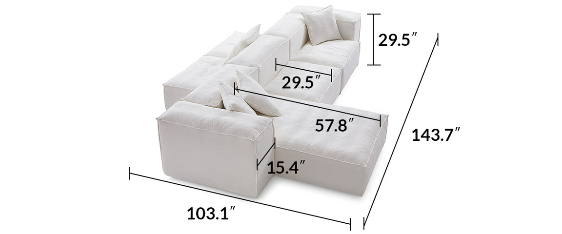 Freedom Modular White Double-Sided Sectional Sofa