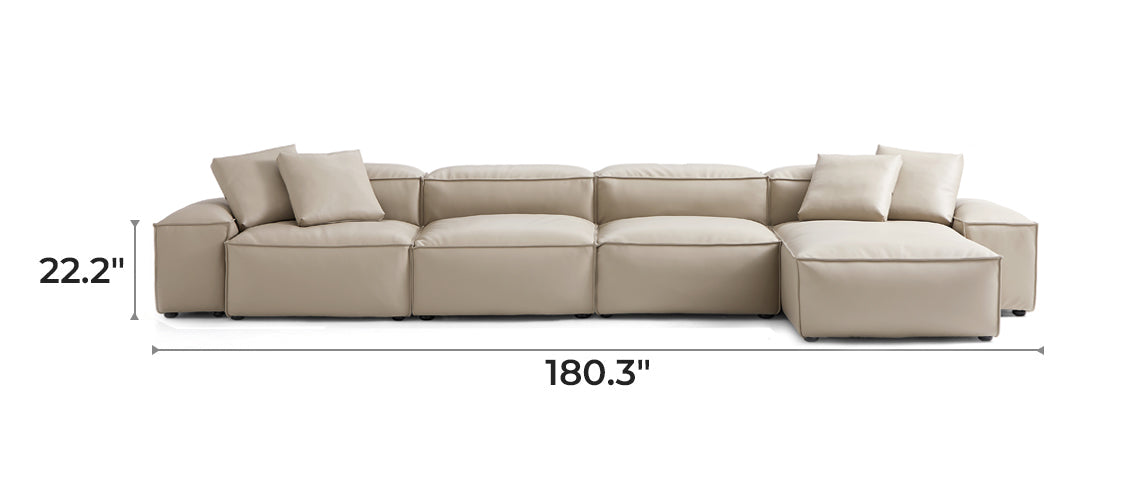 Flex Modular Beige Genuine Leather Sectional